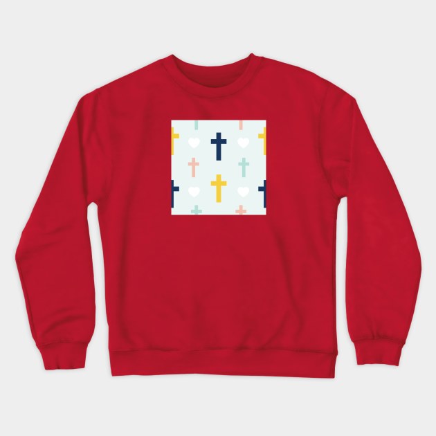 Colorful Cross Pattern Crewneck Sweatshirt by FromTheAshes